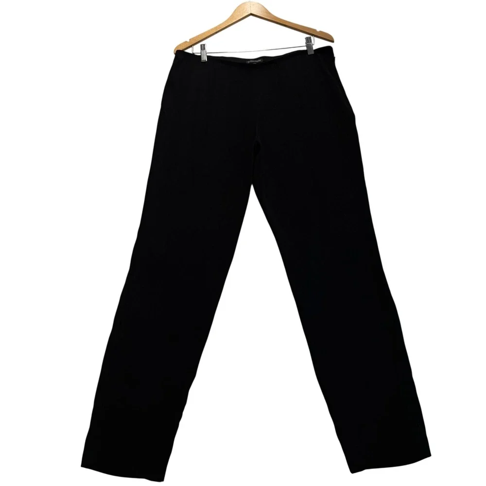 Eileen Fisher Black Straight Leg Side Zip Pants Size L #209‎
